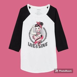 1X 14W 16W Torrid Breast Cancer Awareness Baseball Tee Live & Love Tattoo Octobe